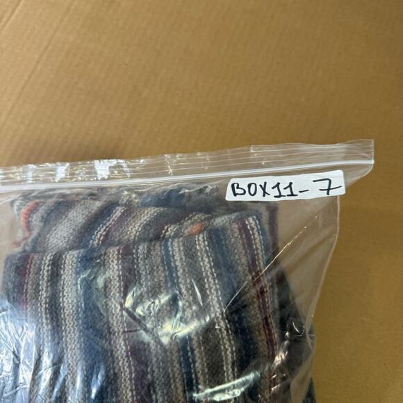 Free People Latitude 30 Wrap Poncho Shawl Rainbow Gray Fringe Sweater Stripe - Picture 15 of 15